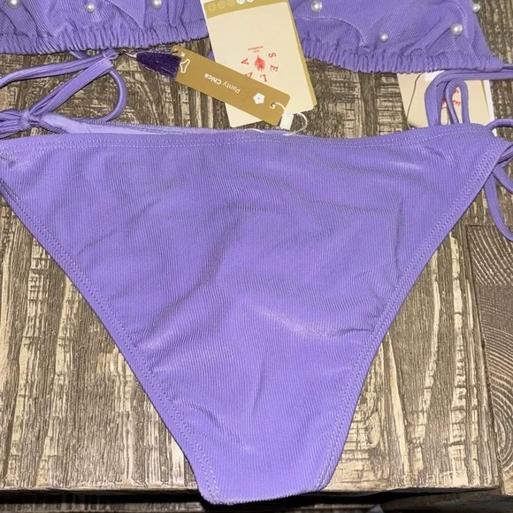 Purple Bikini with Pearl Accents - Picture 3 of 4